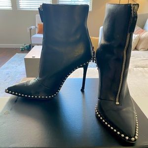 Alexander Wang Leather Studded Accent Boots -black